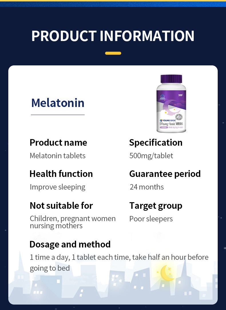 999 young-basic Melatonin Tablets,Vitamin B6,help improve insomnia,fall asleep quickly,Sleep Aid, Sleep Well,Deep Sleep,sleep quality,sleep help,nighttime sleep,Support Relaxation,  Promotes Relaxation,Sleep Support,health supplements, - 999 Medical